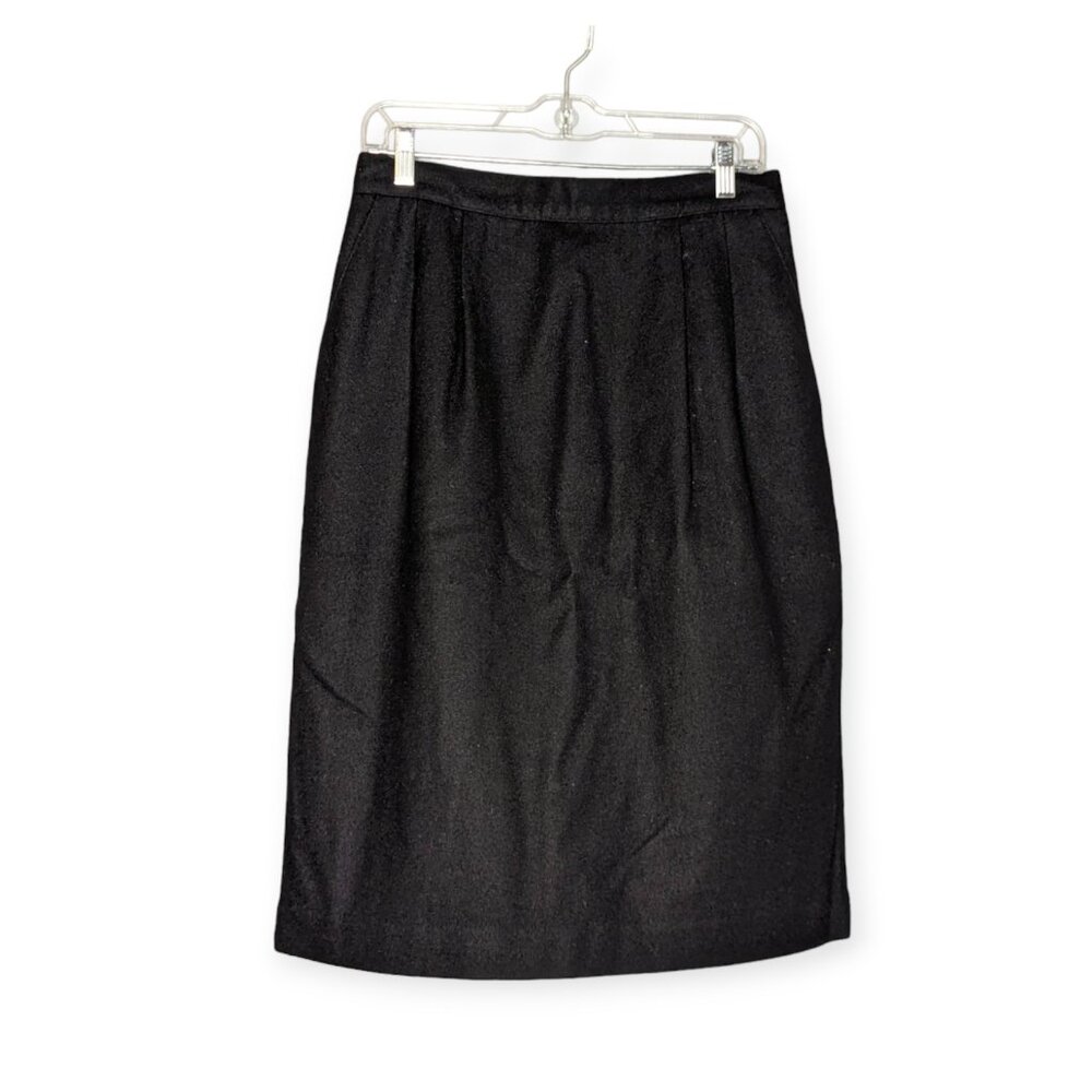 Vintage Diane Richard 100% Wool Black Women's Pencil Skirt-Lined Size 14